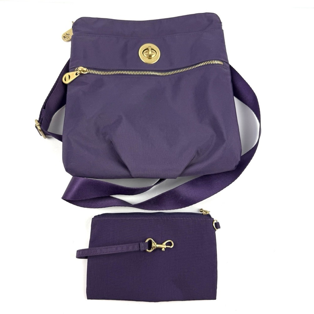 Baggallini Hanover Crossbody Bag Purple Nylon Handbag Travel Everyday Pouch
